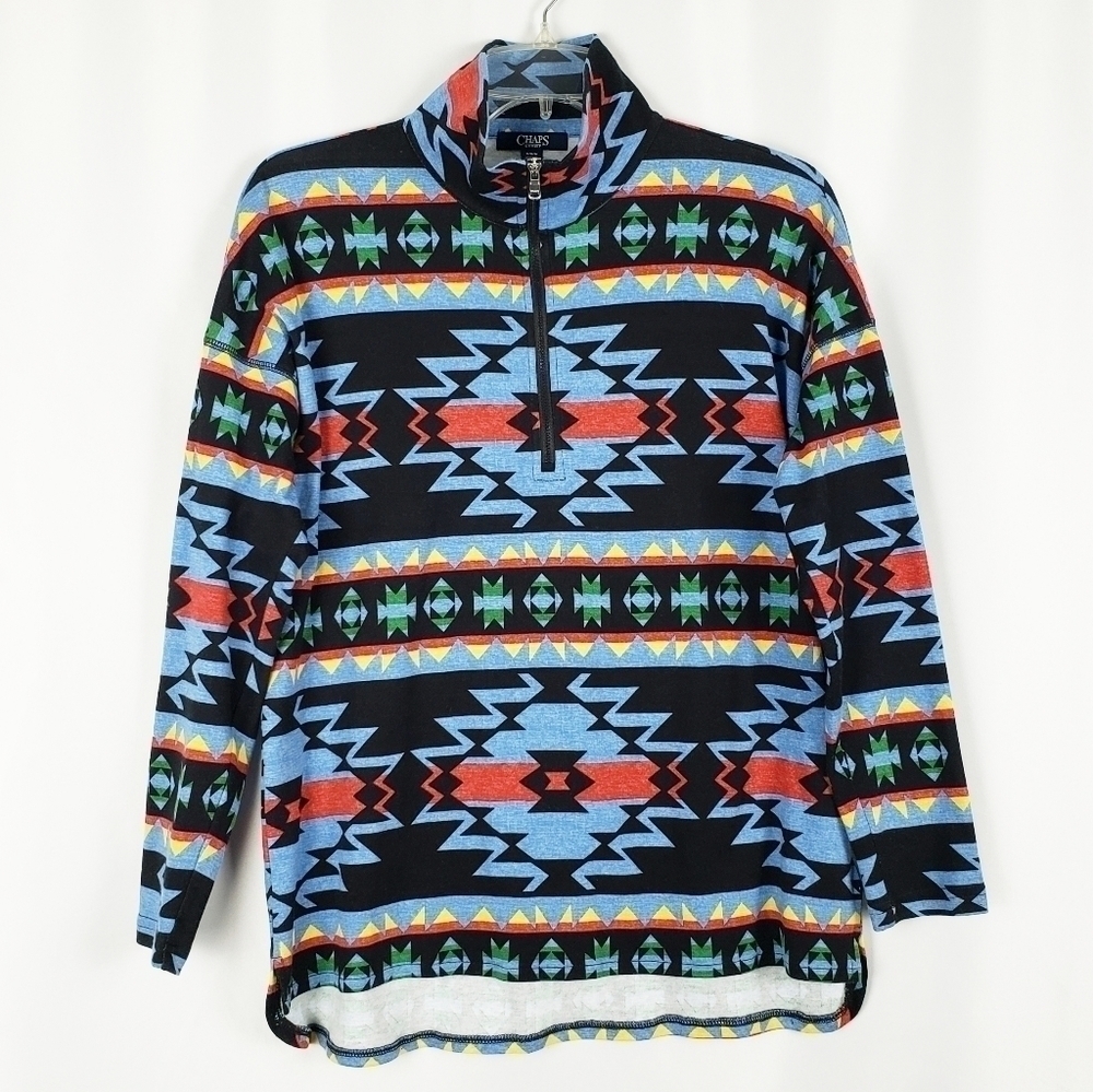 CHAPS Southwestern quarter zip top